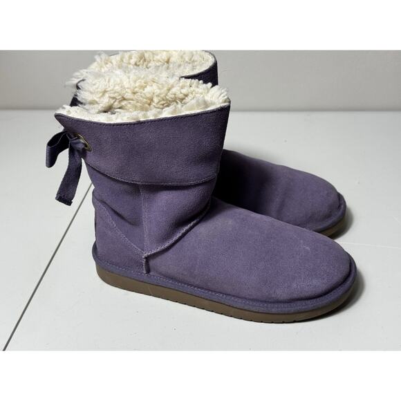 Koolaburra by UGG Suede Short Boots Koola Elderberry Sz 4 - Picture 4 of 9